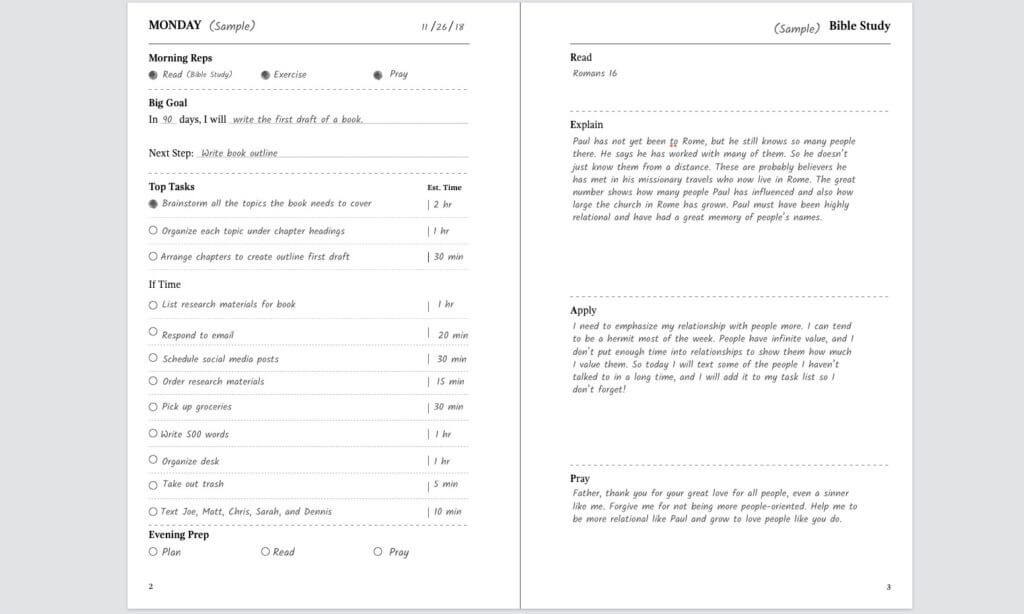 Weekday Productive Christian Journal Sample